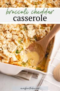 Broccoli cheddar casserole is a holiday and potluck favorite. This recipe combines broccoli, cheese, rice and crackers to make a casserole that's easy, cheesy, creamy, and perfect for sharing.