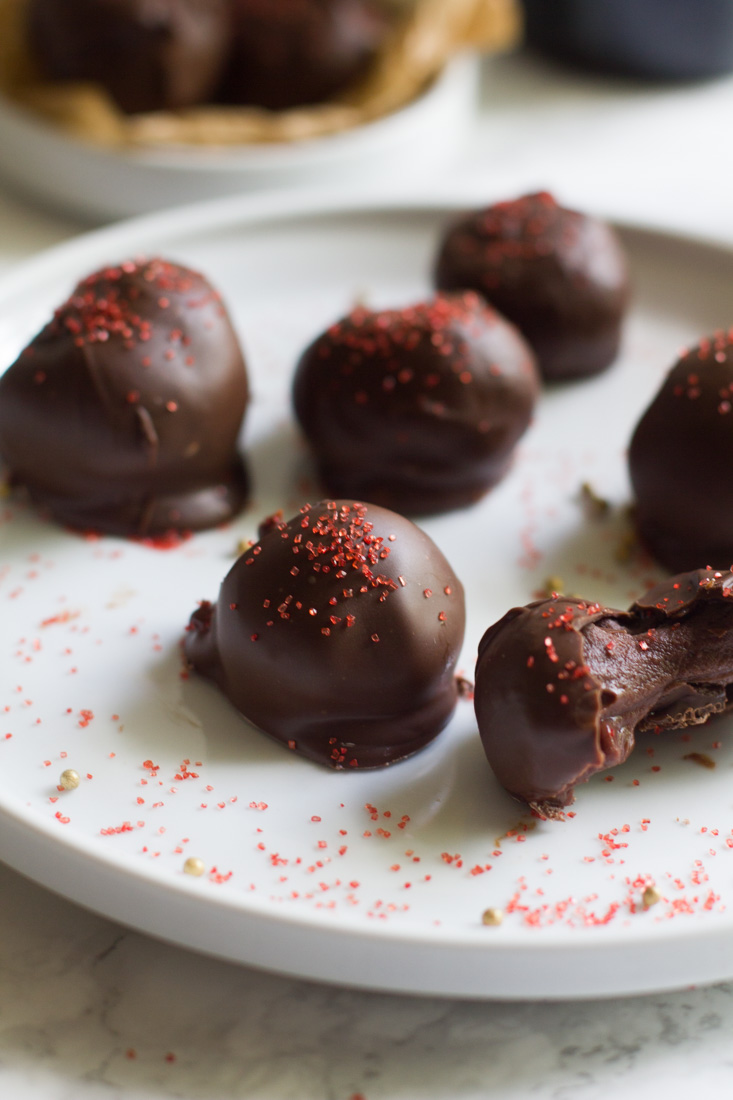 Red Wine Chocolate Truffles are the perfect elegant end to an evening. They are sweet and fruity with a complex red wine flavor.