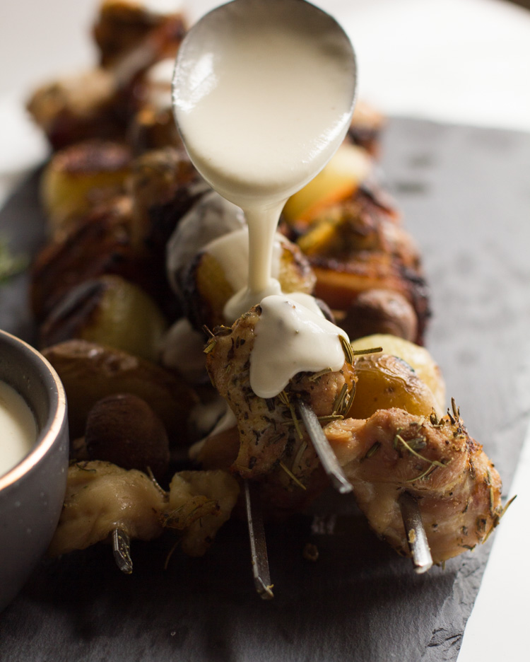 This version of Coq Au Vin Blanc is different - it's on a skewer! Grilled and smothered in a white wine sauce, it's perfect for your next barbecue.