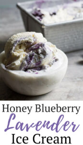 Honey Blueberry Lavender Ice Cream is the most incredible artisanal ice cream you can easily make at home! The blueberry lavender syrup can be made ahead of time and used in many applications.