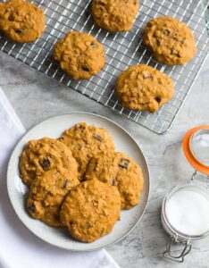 Pumpkin Oatmeal Cookies with Dark Chocolate and Sea Salt are the best way to celebrate the fall baking season. Enjoy with a nice cup of coffee and a comfy blanket.
