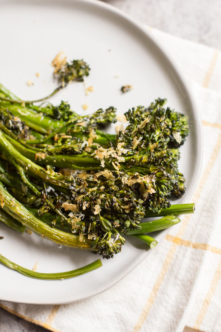 Sheet Pan Roasted Broccolini on a plate
