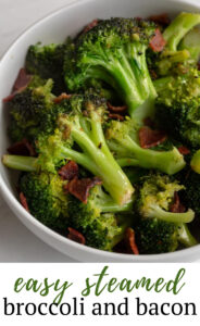 A simple side dish that comes together in x minutes or less. Steamed Broccoli and Bacon is one of my favorite low carb dishes. 