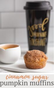Super easy pumpkin muffins baked and rolled in cinnamon sugar. Perfectly paired with a morning coffee, they're soft, dense, and bursting with flavor!