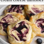 Make the best blueberry cream cheese danish with this easy recipe! Puff pastry dough is twirled and topped with a sweet cream cheese mixture and homemade balsamic blueberry sauce.
