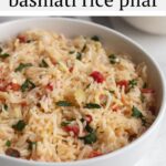 One of my favorite side dishes of all time, this easy homemade basmati rice pilaf has flavors like garlic, onion and tomatoes. Paired best with fish and chicken!